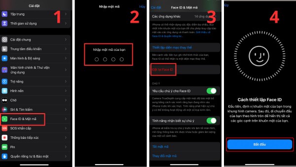 Các bước sử dụng công nghệ Face ID để cài đặt mật khẩu cho iPhone