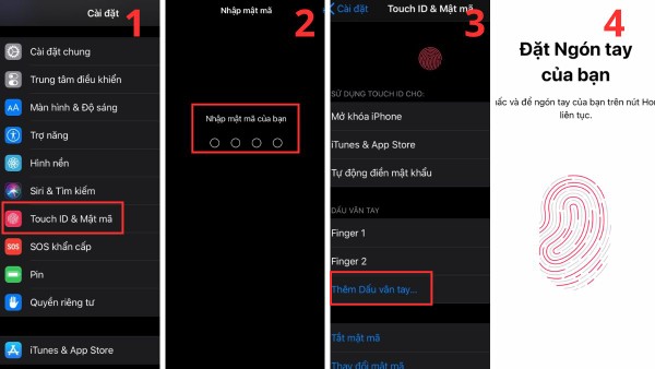 Sử dụng iPhone hỗ trợ Touch ID để bảo mật bằng vân tay