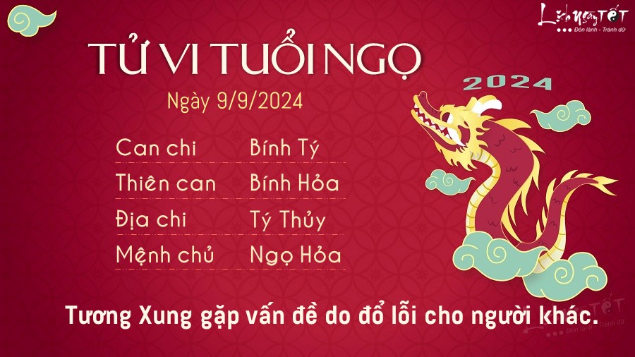 Tu vi hang ngay 9/9/2024 cua 12 con giap - tuoi Ngo