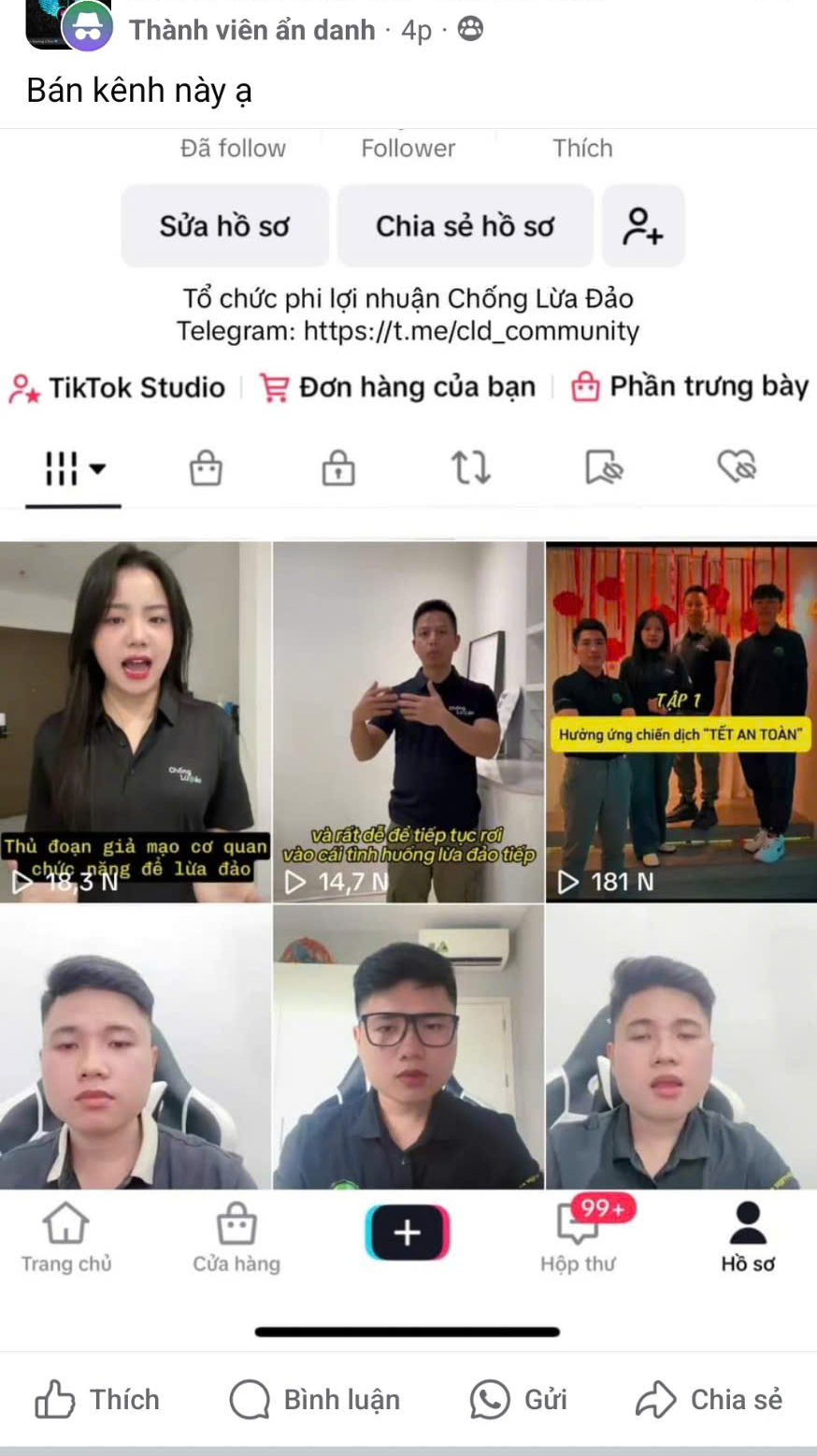 Kênh TikTok Chống Lừa Đảo bất ngờ bị rao bán, Hiếu PC nói gì?- Ảnh 1.